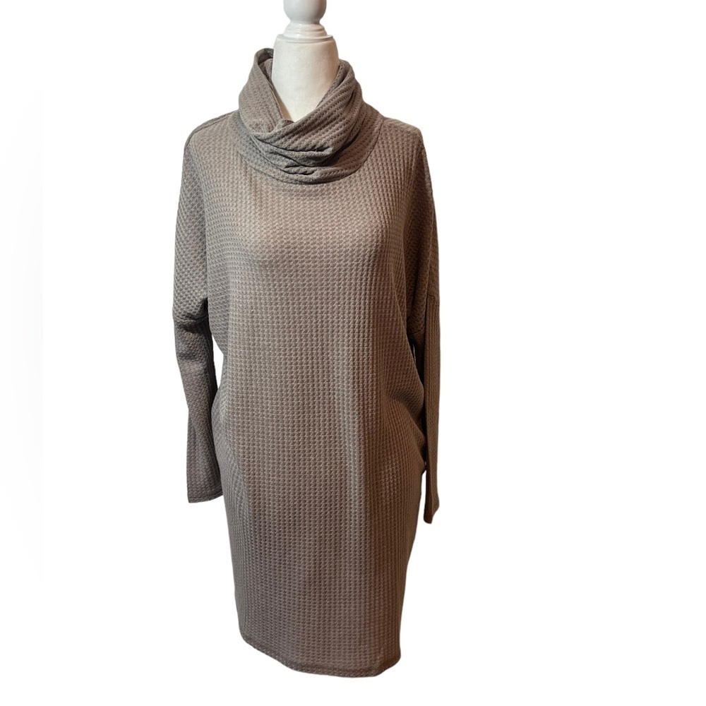 Waffle Knit Cowl Neck Tunic Sweater Brown | NWT | Size Small